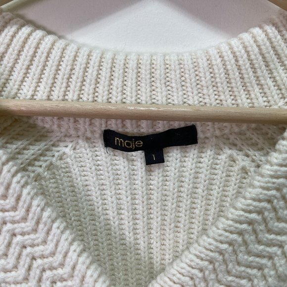 Maje Ribbed Knit V Neck Sweater sz S - Picture 6 of 15